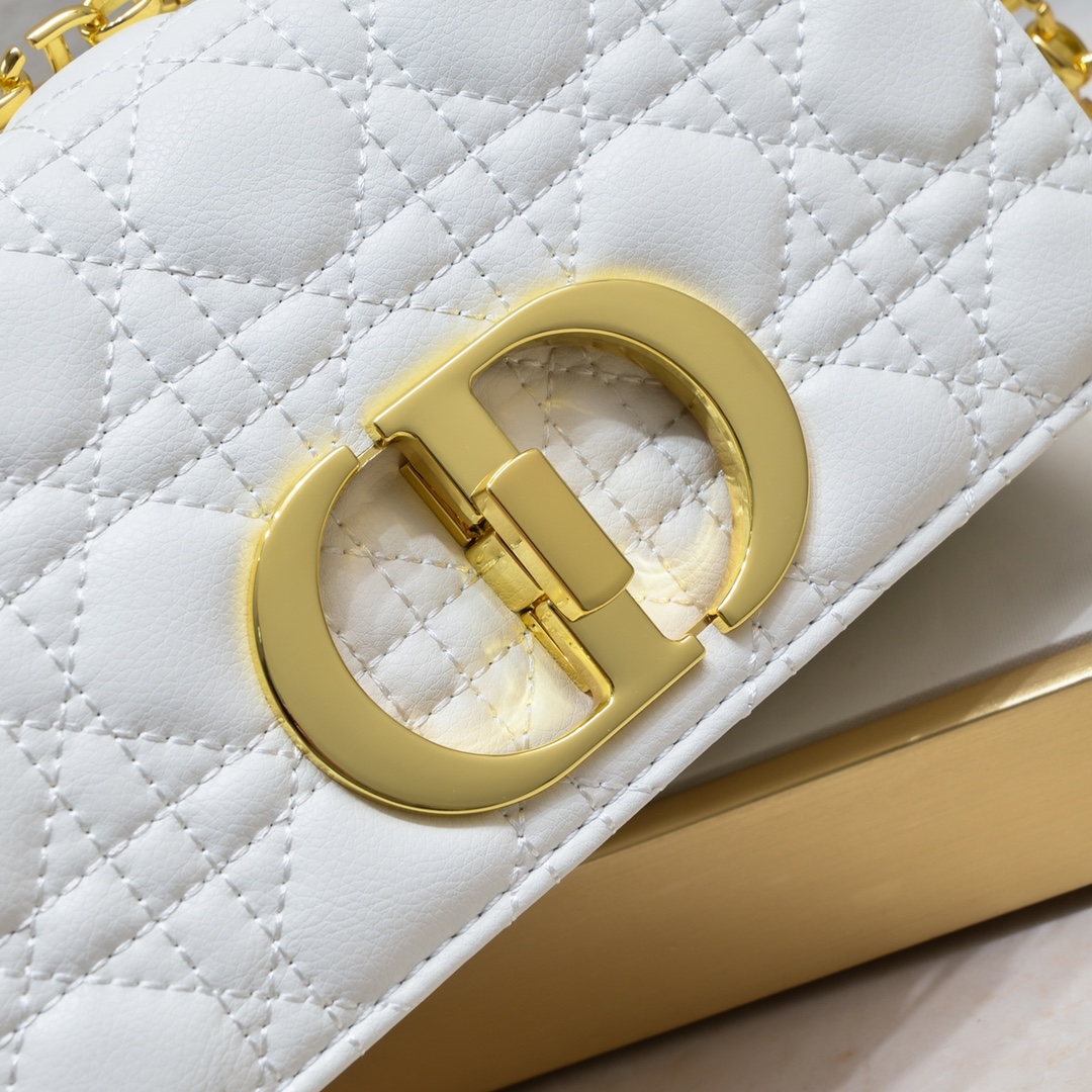 Small Dior Caro Bag White 9797 XB091 21cm