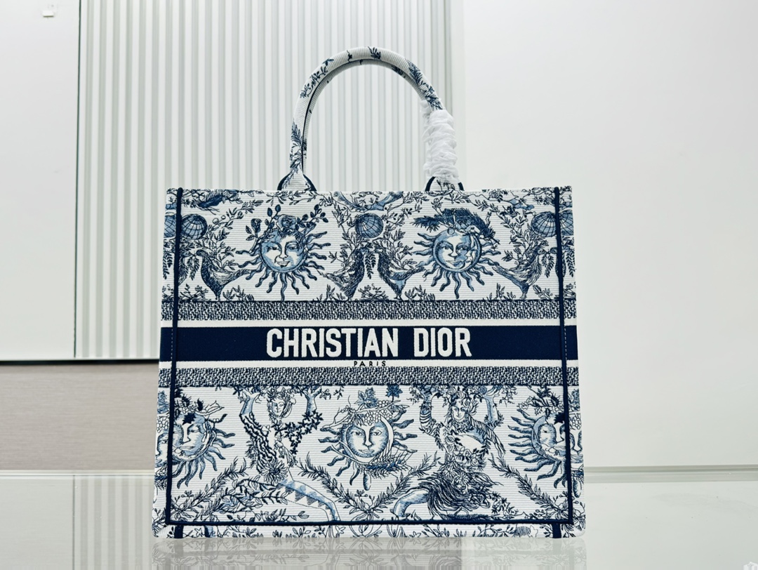 Dior Book Tote Embroider Large Shoulder Bag Handbag
