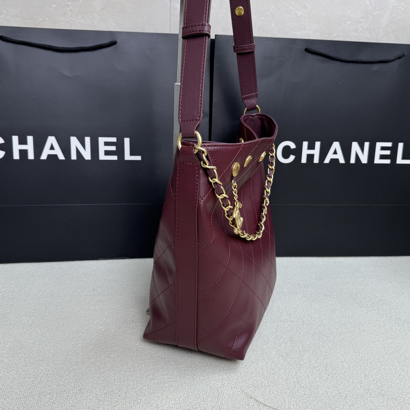 Chanel Studded Bucket Bag 9125
