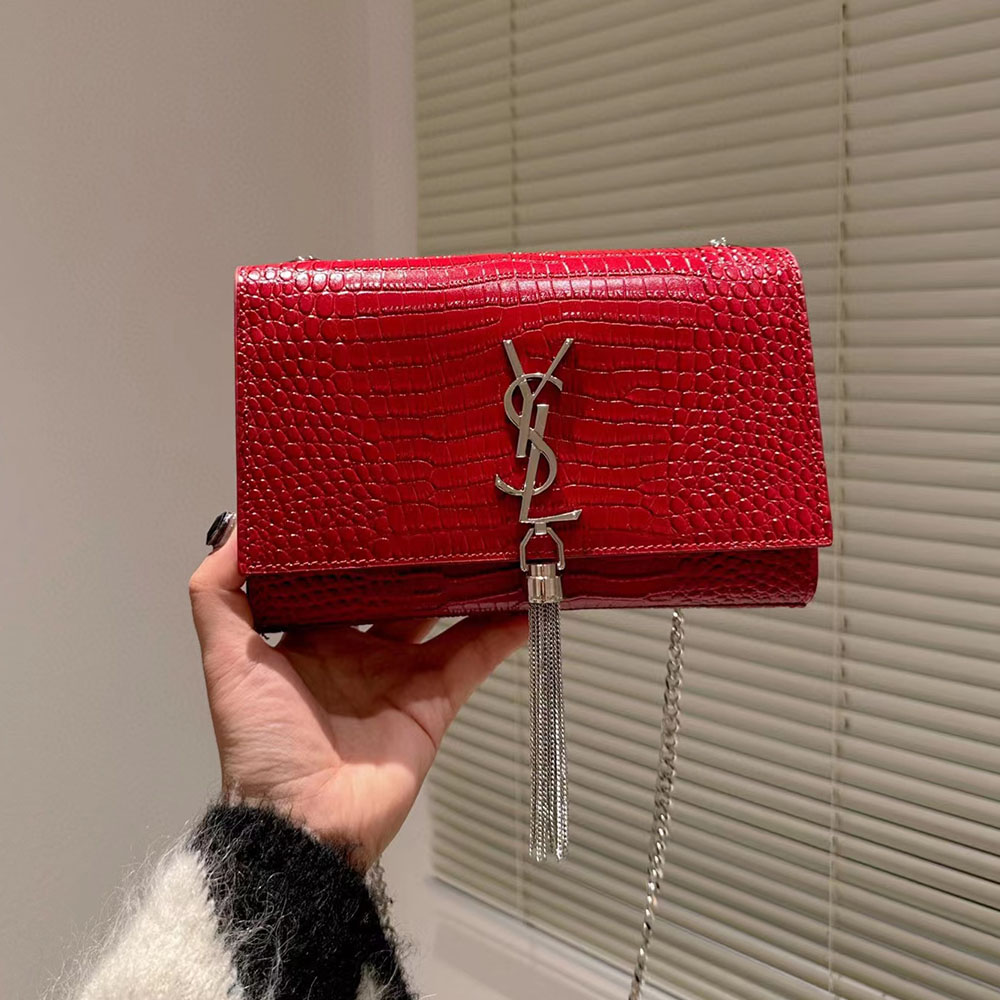 Saint Laurent YSL Kate Tassel Crocodile Leather Shoulder Bag (Replica)