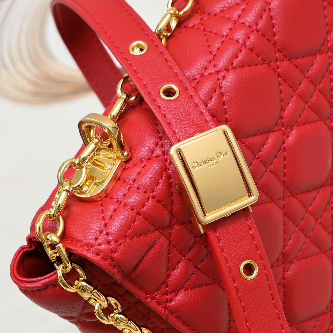 Large Dior Caro Bag Red 9797 XB002 28cm