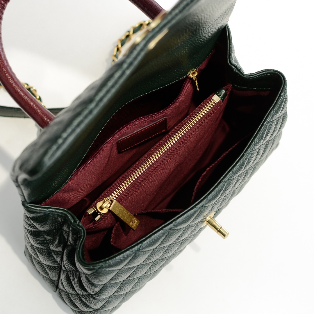 Chanel Stripe Gold Buckle Medium Shoulder Bag Handbag