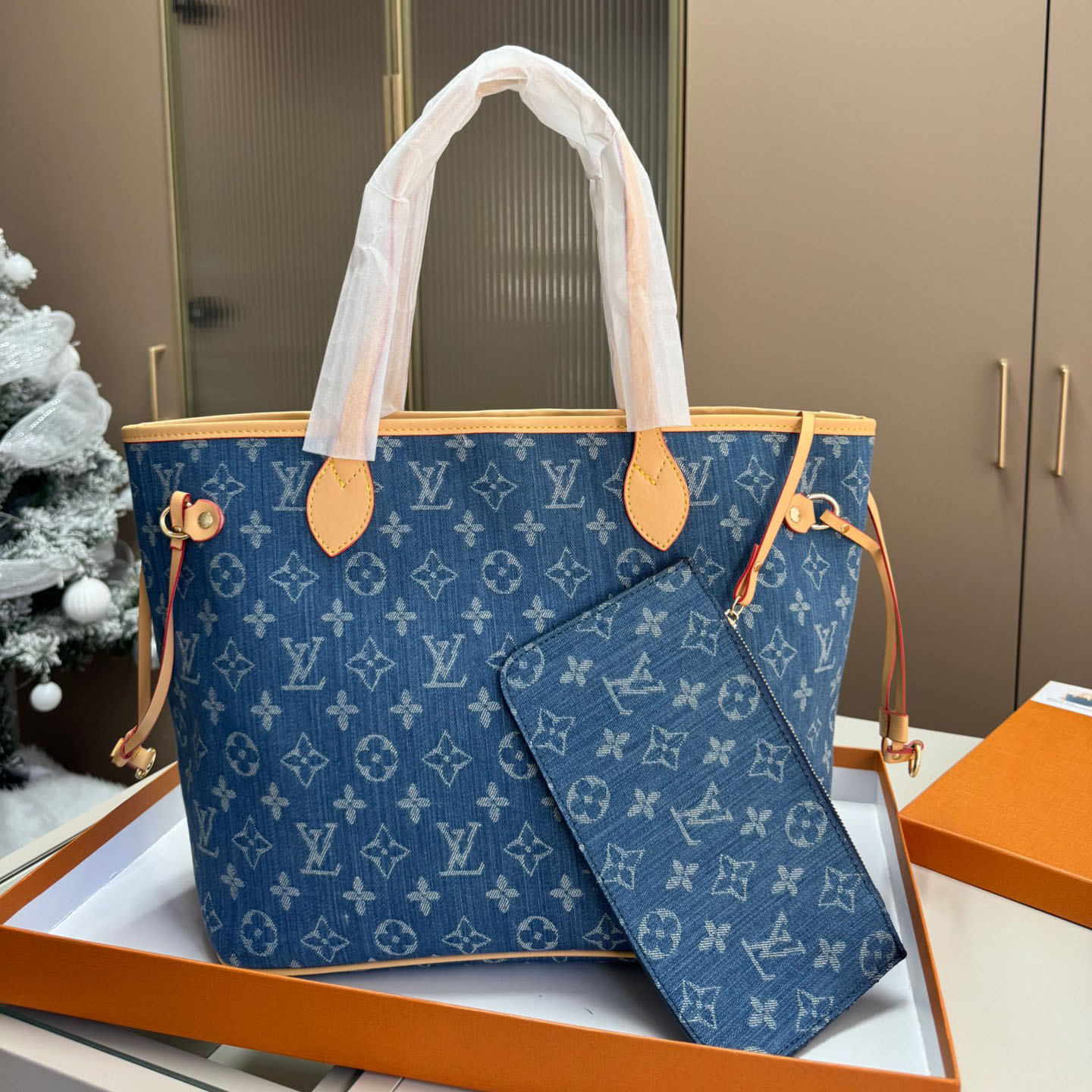 Louis Vuitton LV Denim Neverfull Shoulder Bag Handbag (Replica)