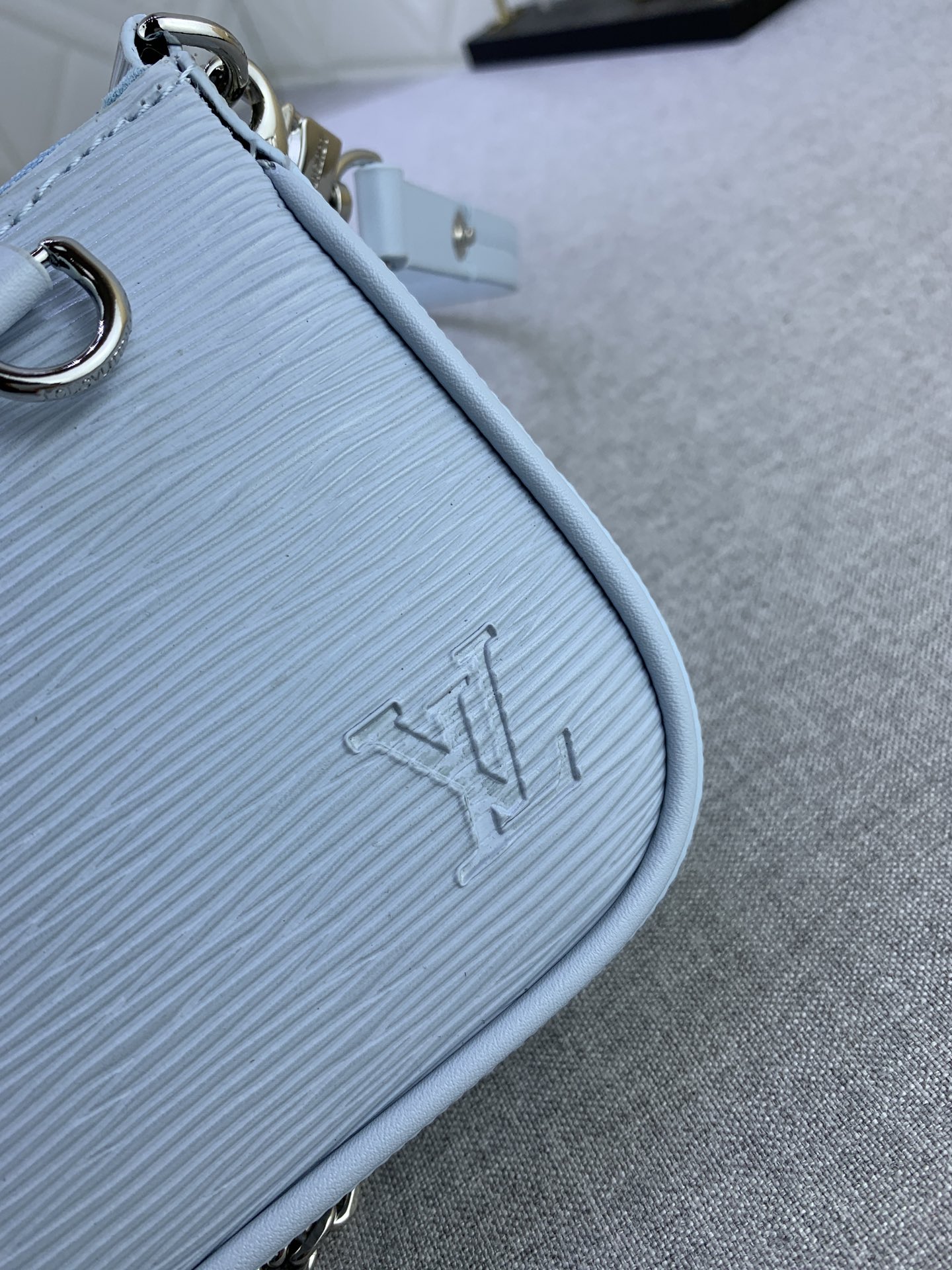 LV Easy Pouch On Strap Light blue water ripples M80349 MQ051 19cm