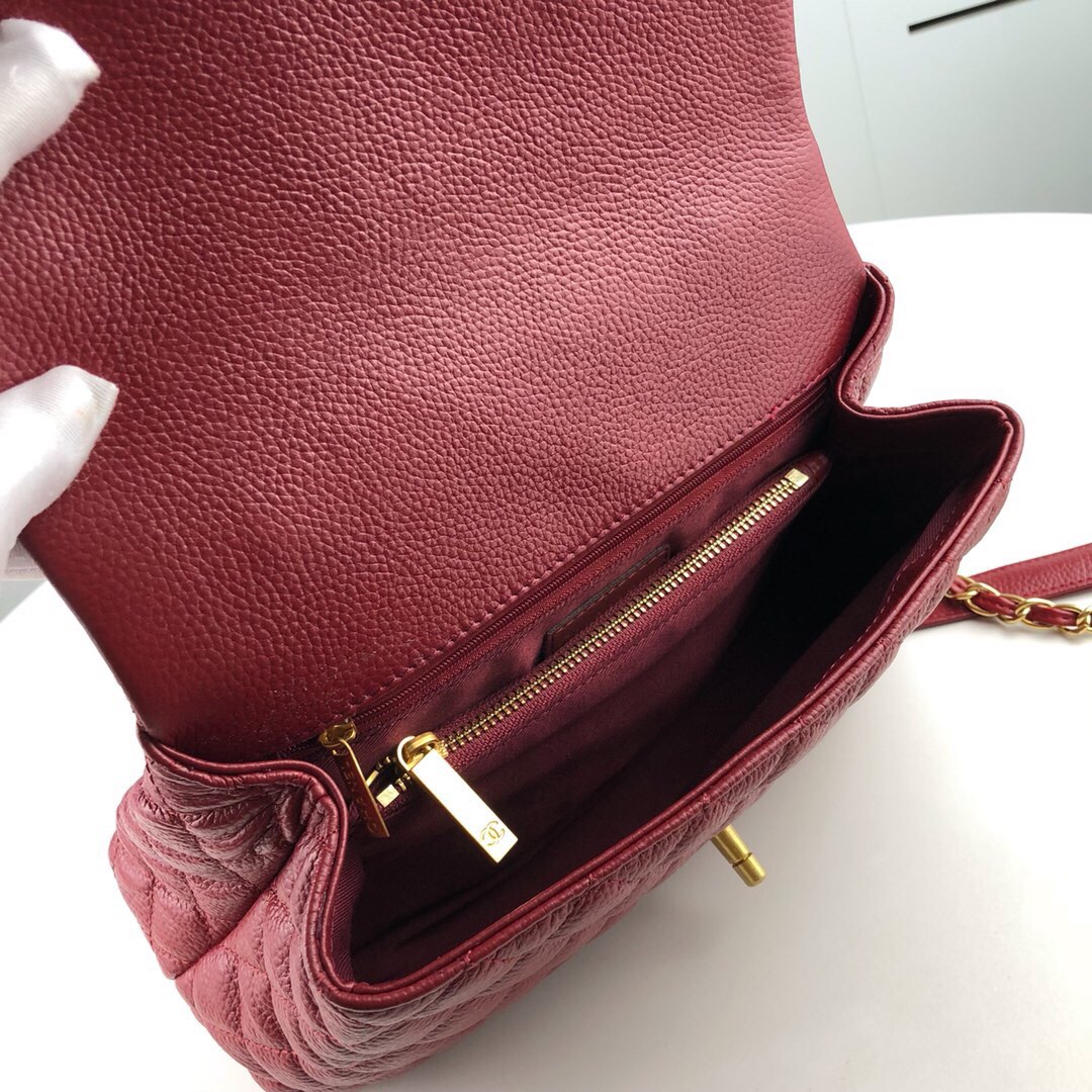 Chanel Red Medium Shoulder Bag Handbag