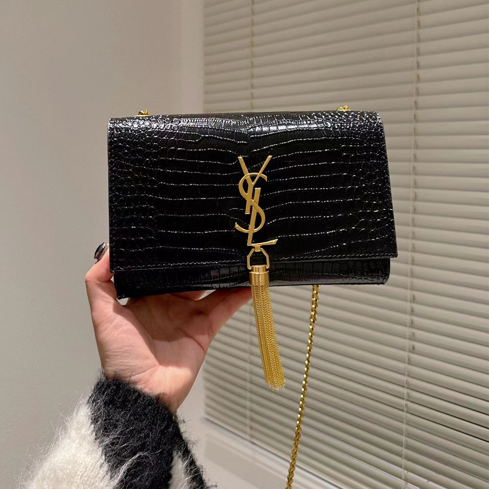 Saint Laurent YSL Kate Tassel Crocodile Leather Shoulder Bag (Replica)