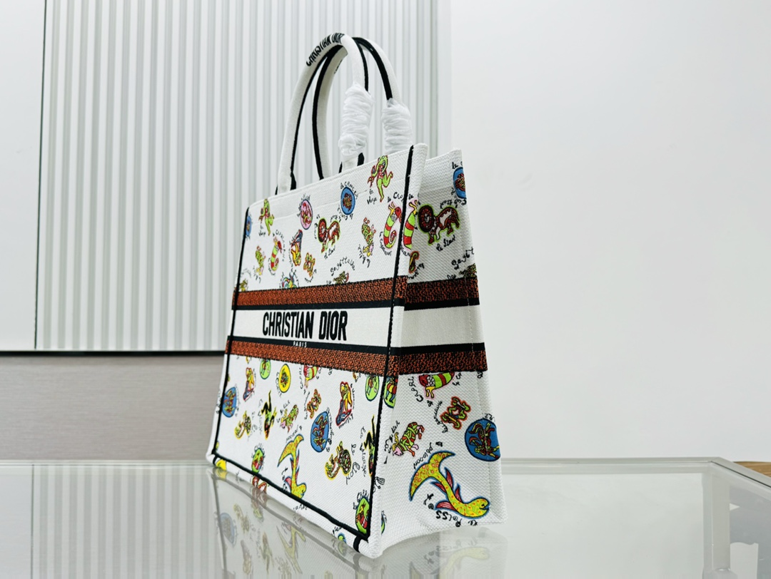 Dior Book Tote Embroider Large Shoulder Bag Handbag