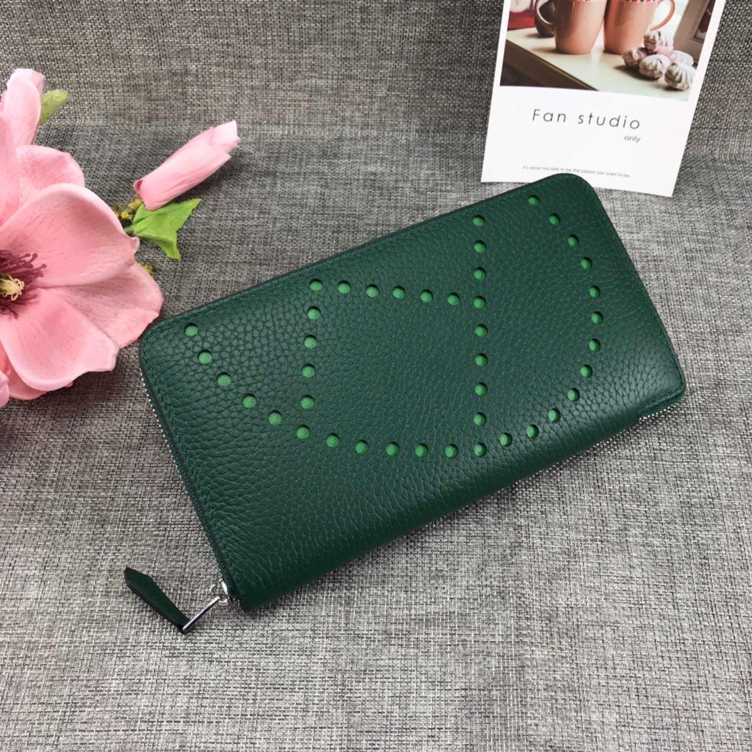 Best Price Hermes H505 Long Punching H Women Wallet Green