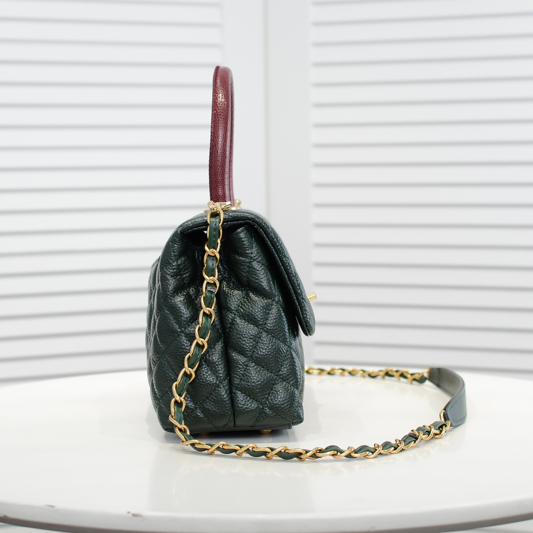 Chanel Stripe Gold Buckle Medium Shoulder Bag Handbag