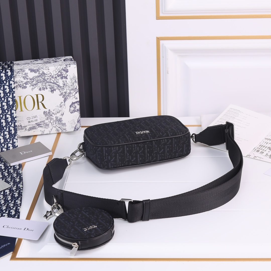 Dior Shoulder with coin purse Black print 2345 LM071 19cm
