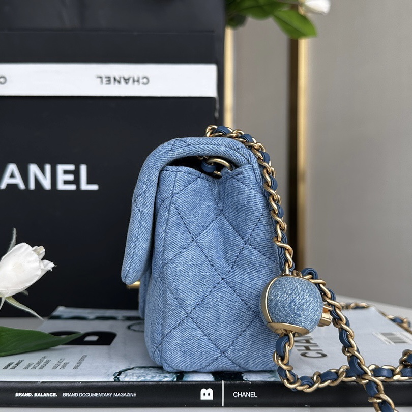 Chanel Classic Flag Bag Quilted Denim 20CM Shoulder Bag(Replica)