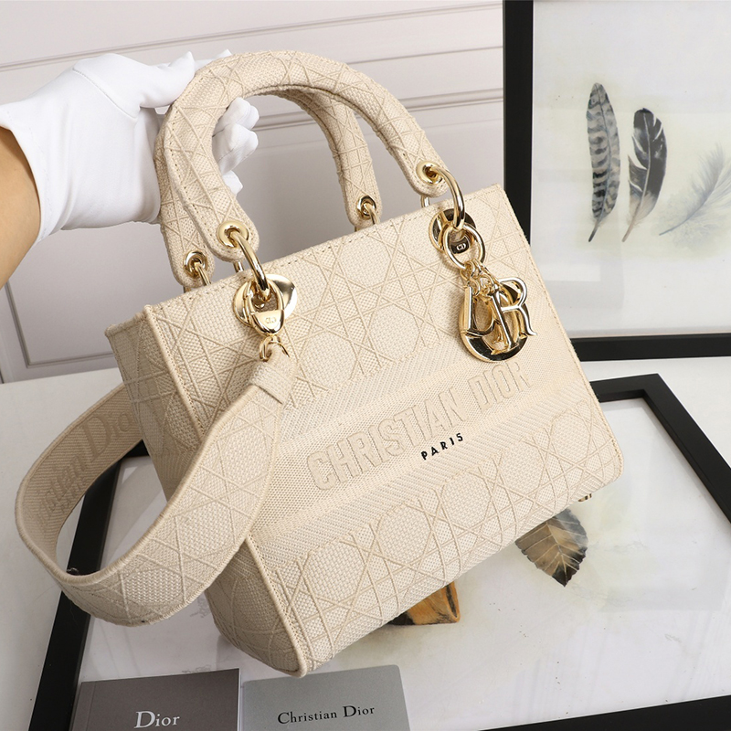 Dior Medium LADY Bag Cannage Embroidery(Replica)