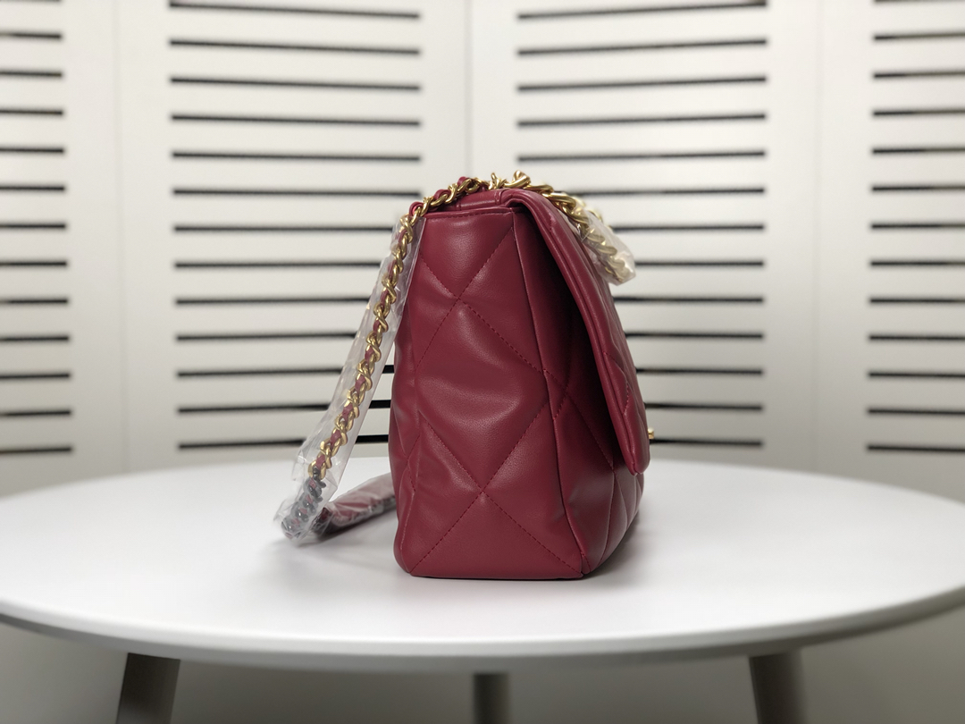 Chanel Lambskin Quilted Large19 Flap Shoulder Bag Handbag