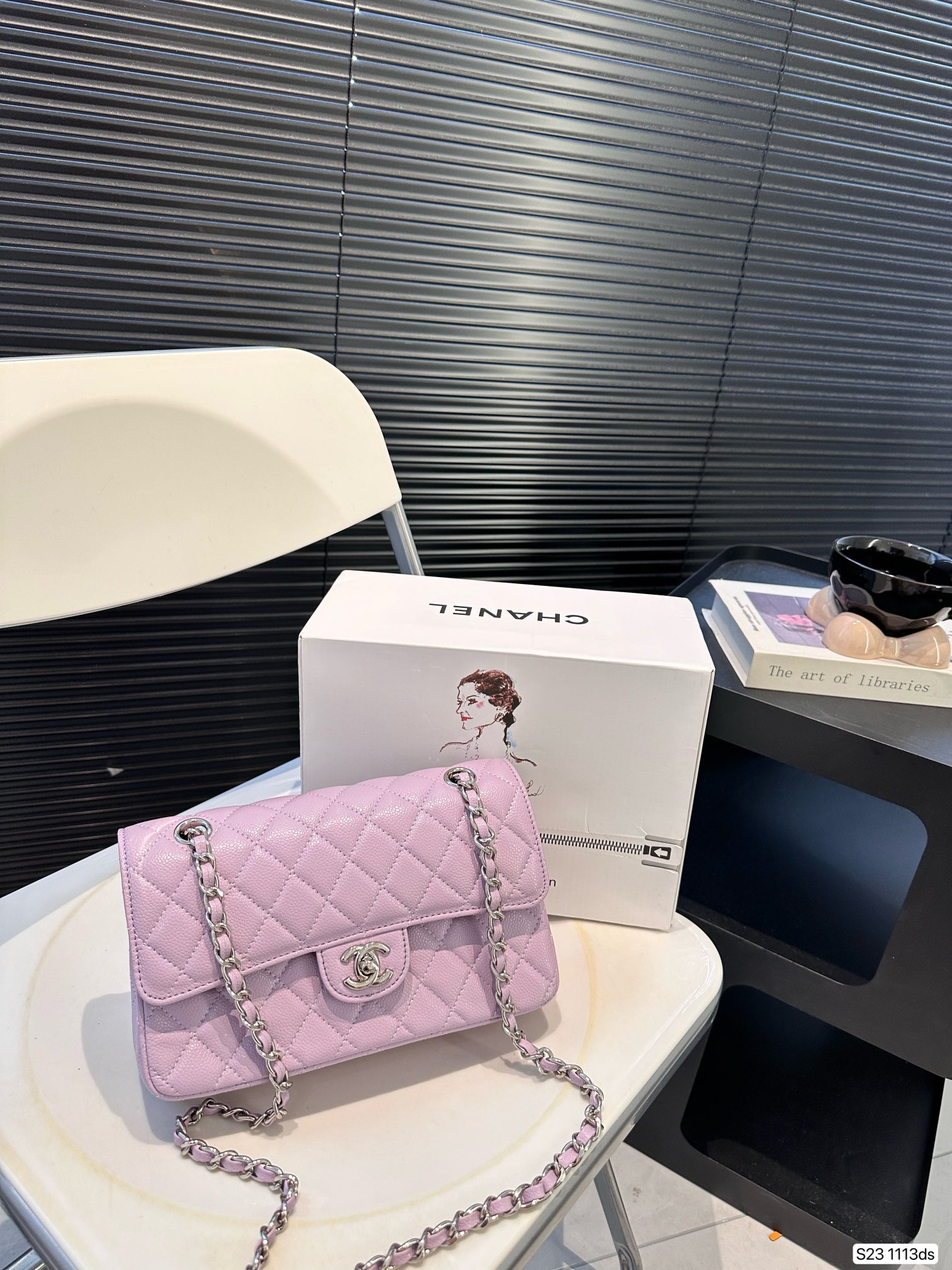 Chanel Classic Flap Bag Caviar 1113 LLS081 23cm