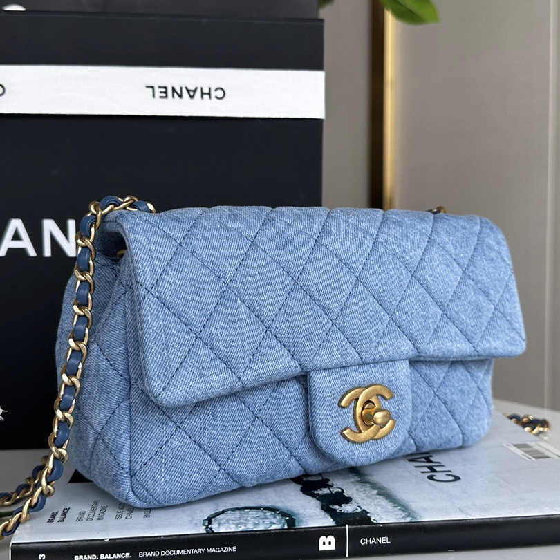Chanel Classic Flag Bag Quilted Denim 20CM Shoulder Bag(Replica)