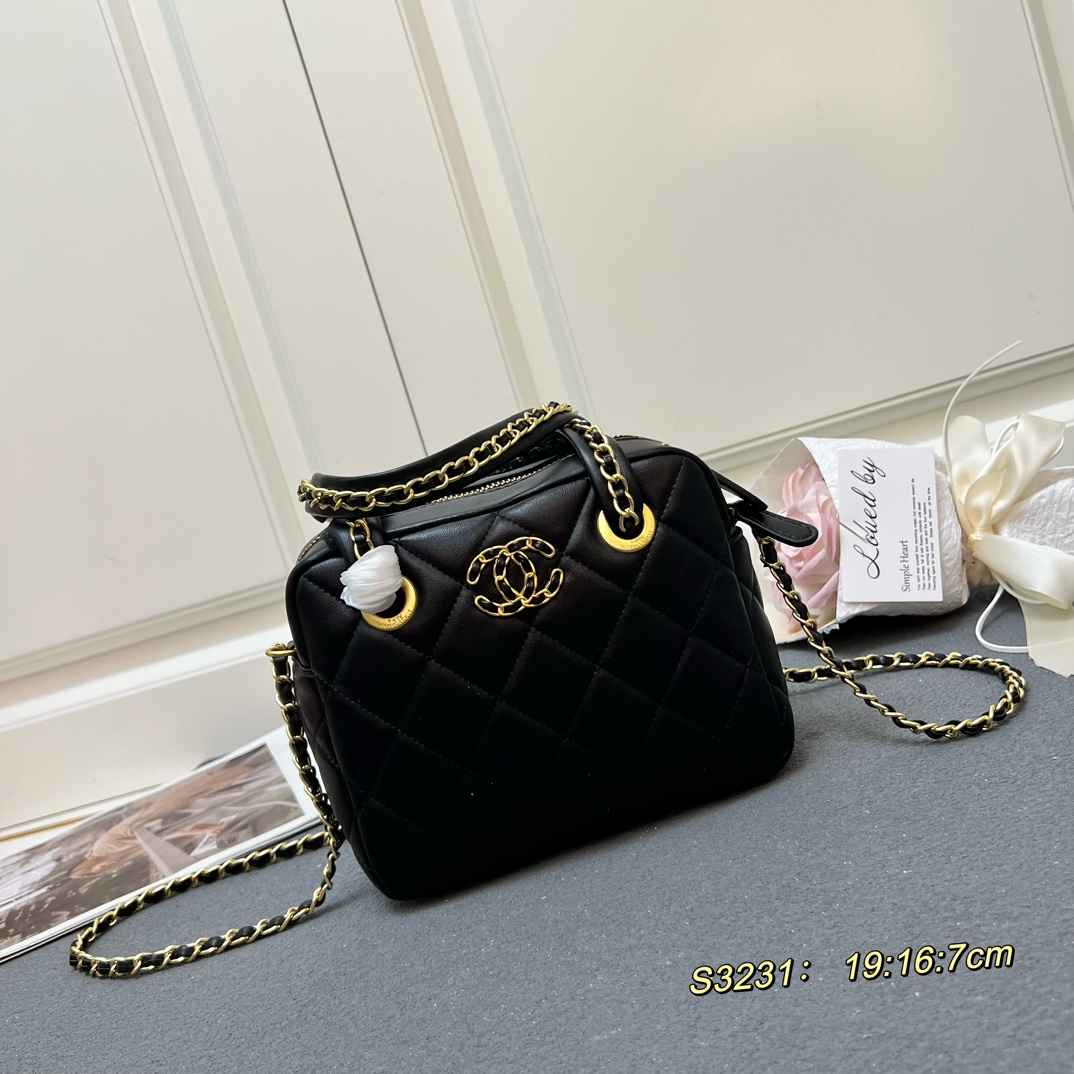 Chanel Mini Cowhide Bowling Shoulder Handle Crossbody Bag S3231