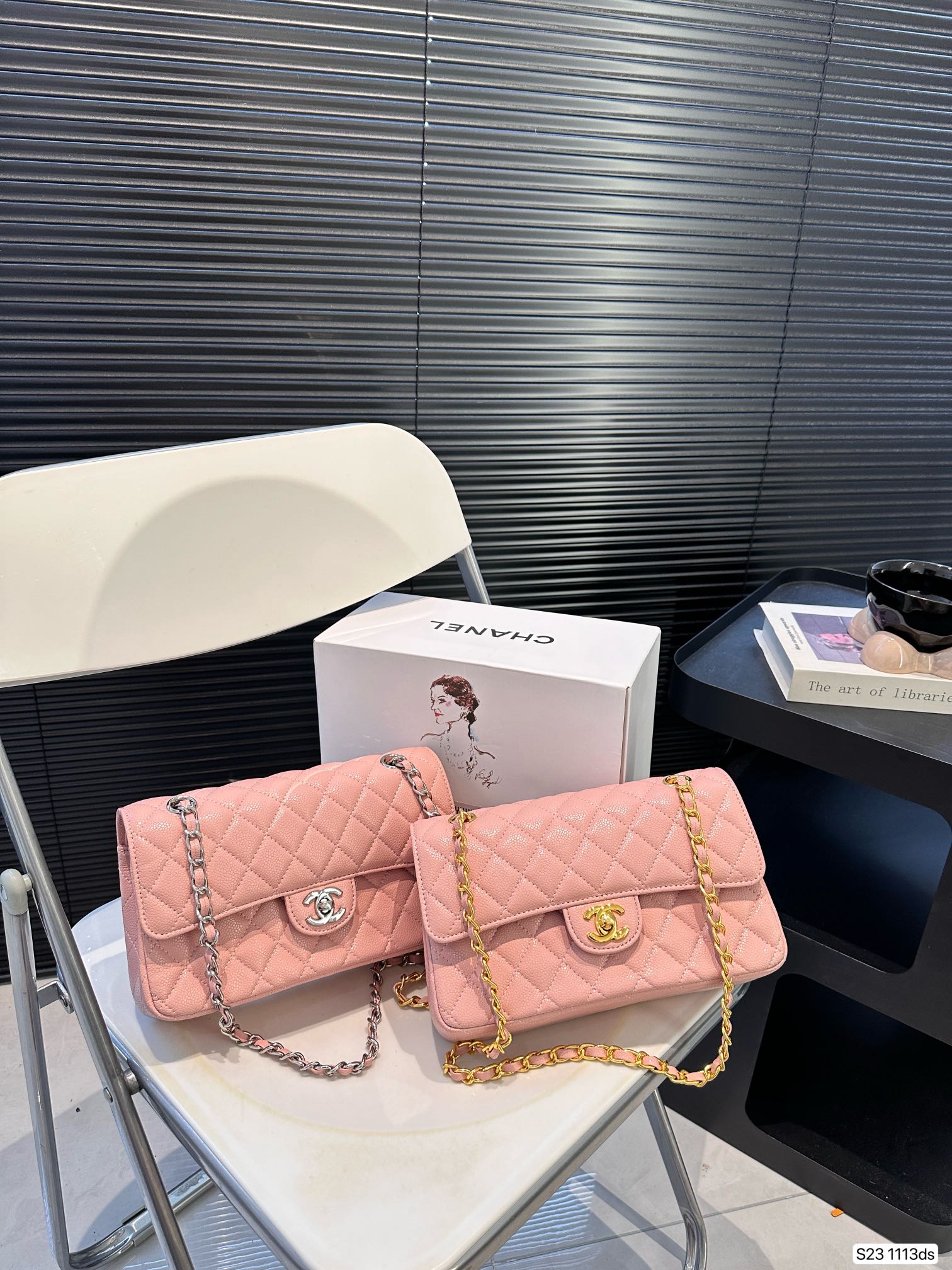 Chanel Classic Flap Bag Caviar 1113 LLS081 23cm