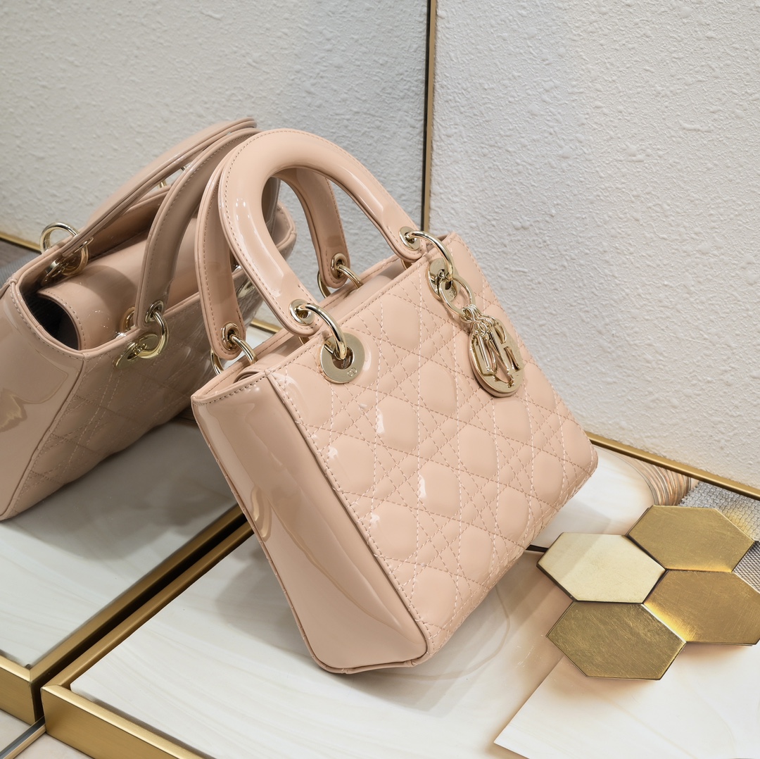 Small Lady Dior My ABCDior Bag Pink patent leather CD2026 XB081 20cm