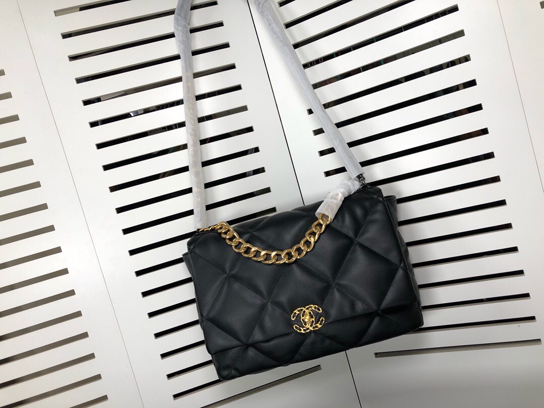 Chanel Lambskin Quilted Large19 Flap Shoulder Bag Handbag