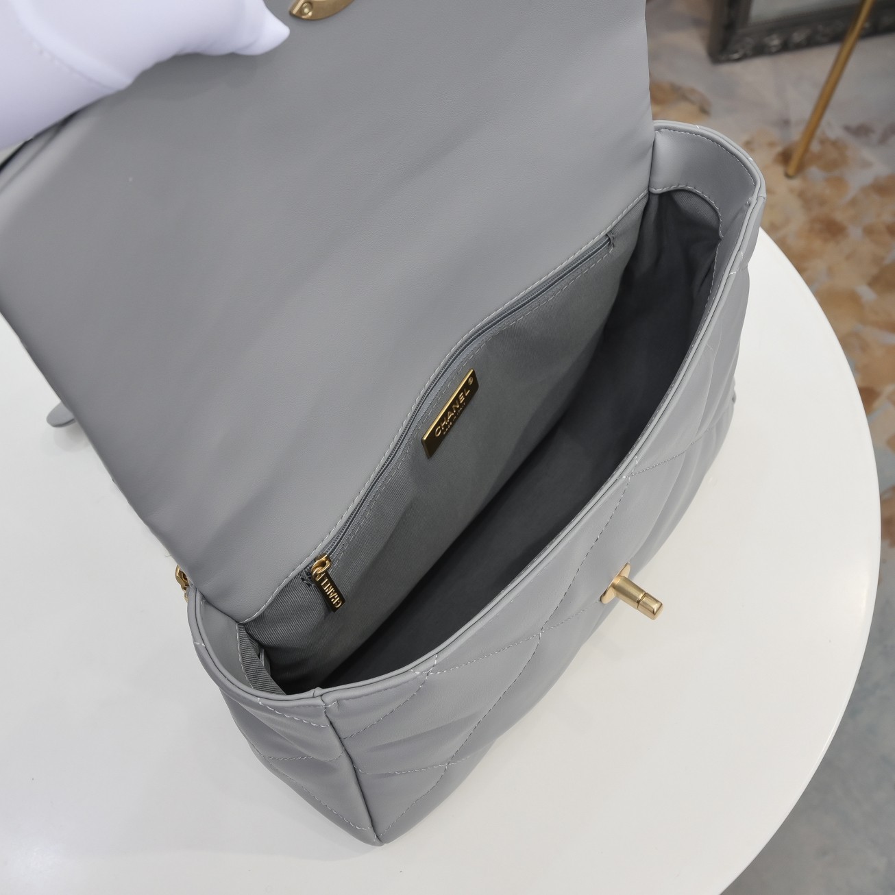 Chanel Lambskin Quilted Medium19 Flap Shoulder Bag Handbag