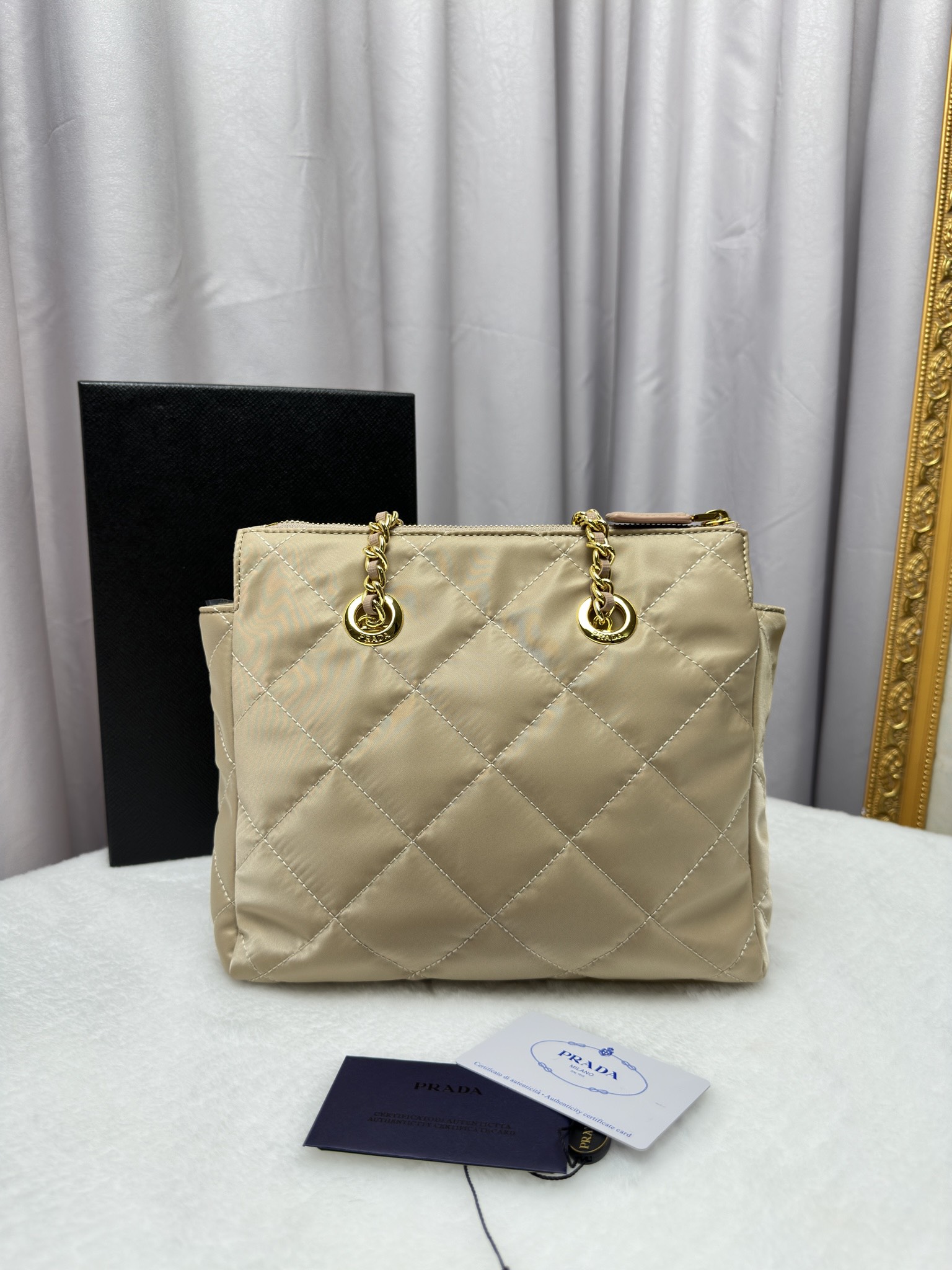 Prada Re-Nylon Tote Apricot 1BG468 22PJ051 25cm