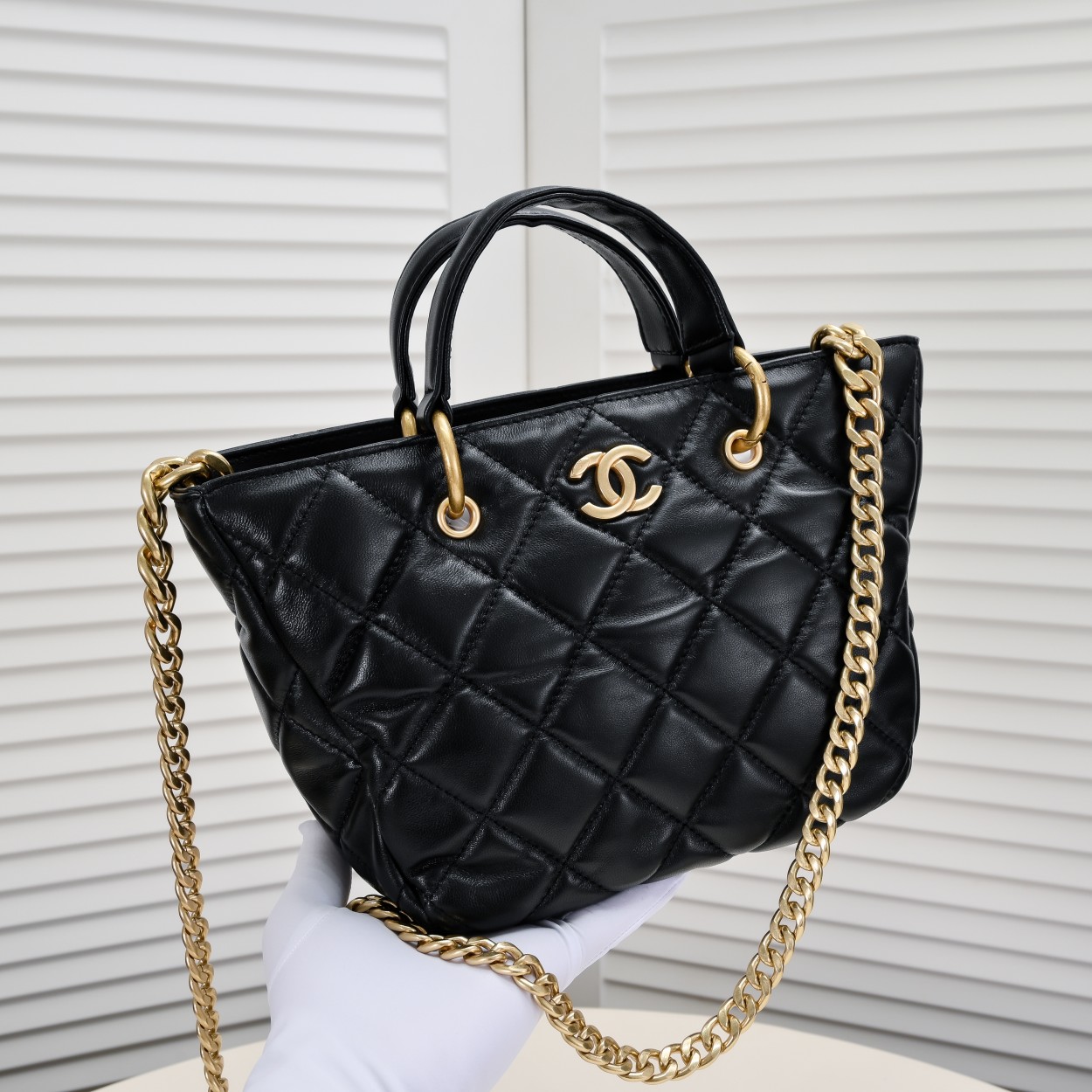 Chanel CC 2Way Chain Shoulder Tote Bag  Leather Shoulder Bag Handbag