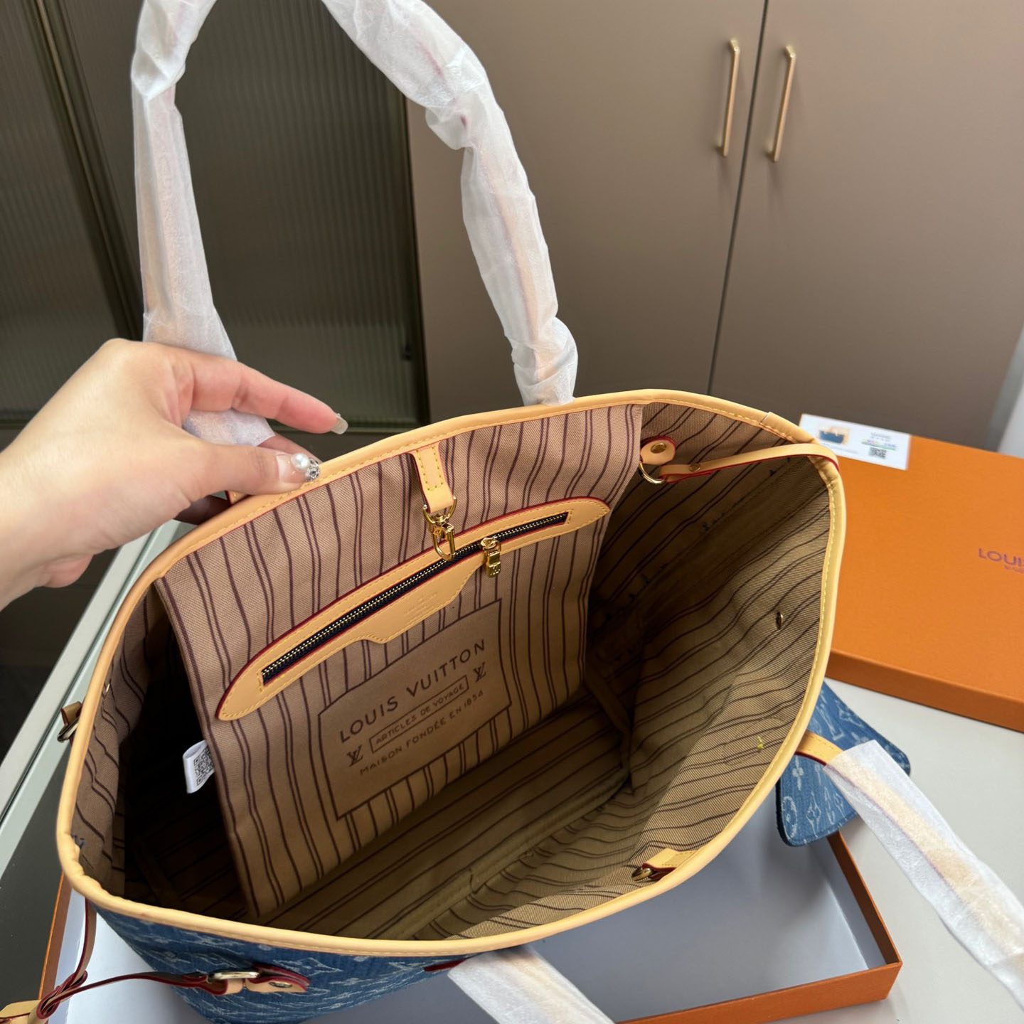 Louis Vuitton LV Denim Neverfull Shoulder Bag Handbag (Replica)