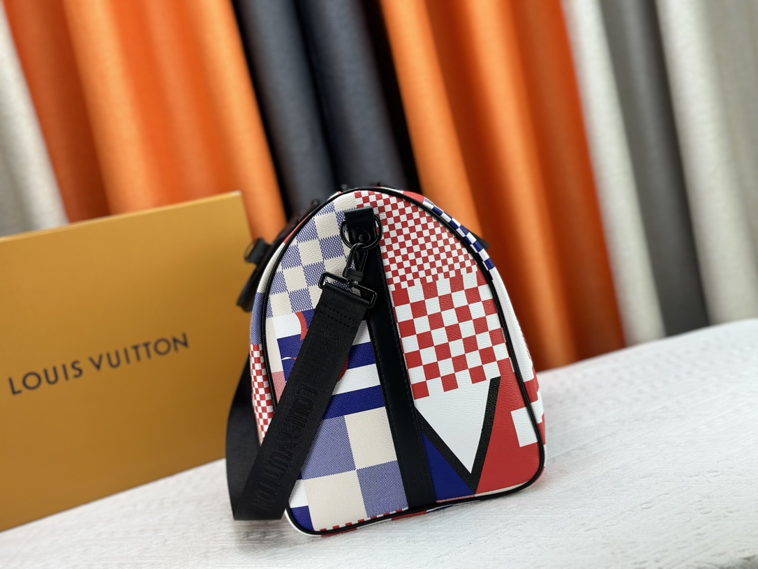 Louis Vuitton Keepall Bandoulière 50 Travel Bag M11674 M41416 Damier Flags