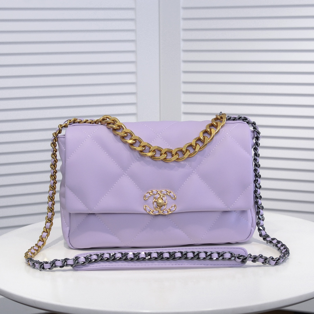 Chanel Lambskin Quilted Medium19 Flap Shoulder Bag Handbag