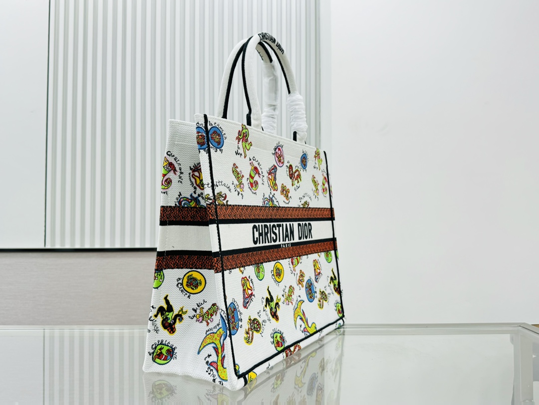 Dior Book Tote Embroider Large Shoulder Bag Handbag