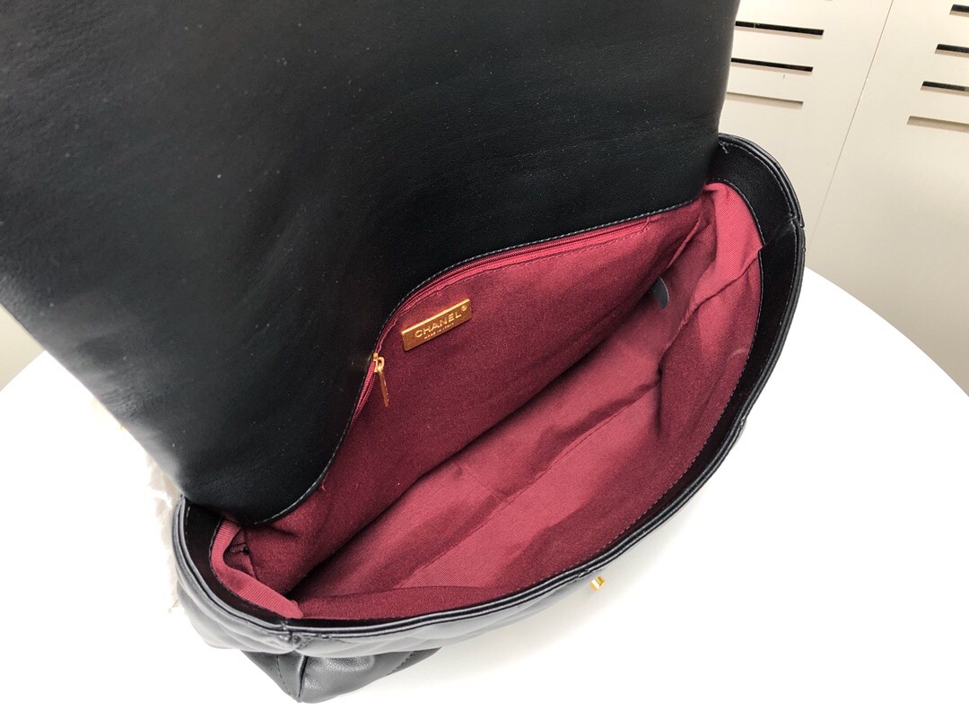 Chanel Lambskin Quilted Large19 Flap Shoulder Bag Handbag