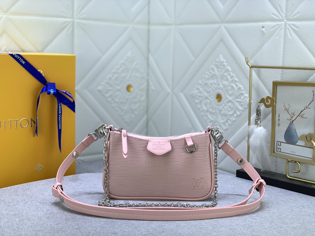 LV Easy Pouch On Strap Pink water ripples M80349 MQ051 19cm