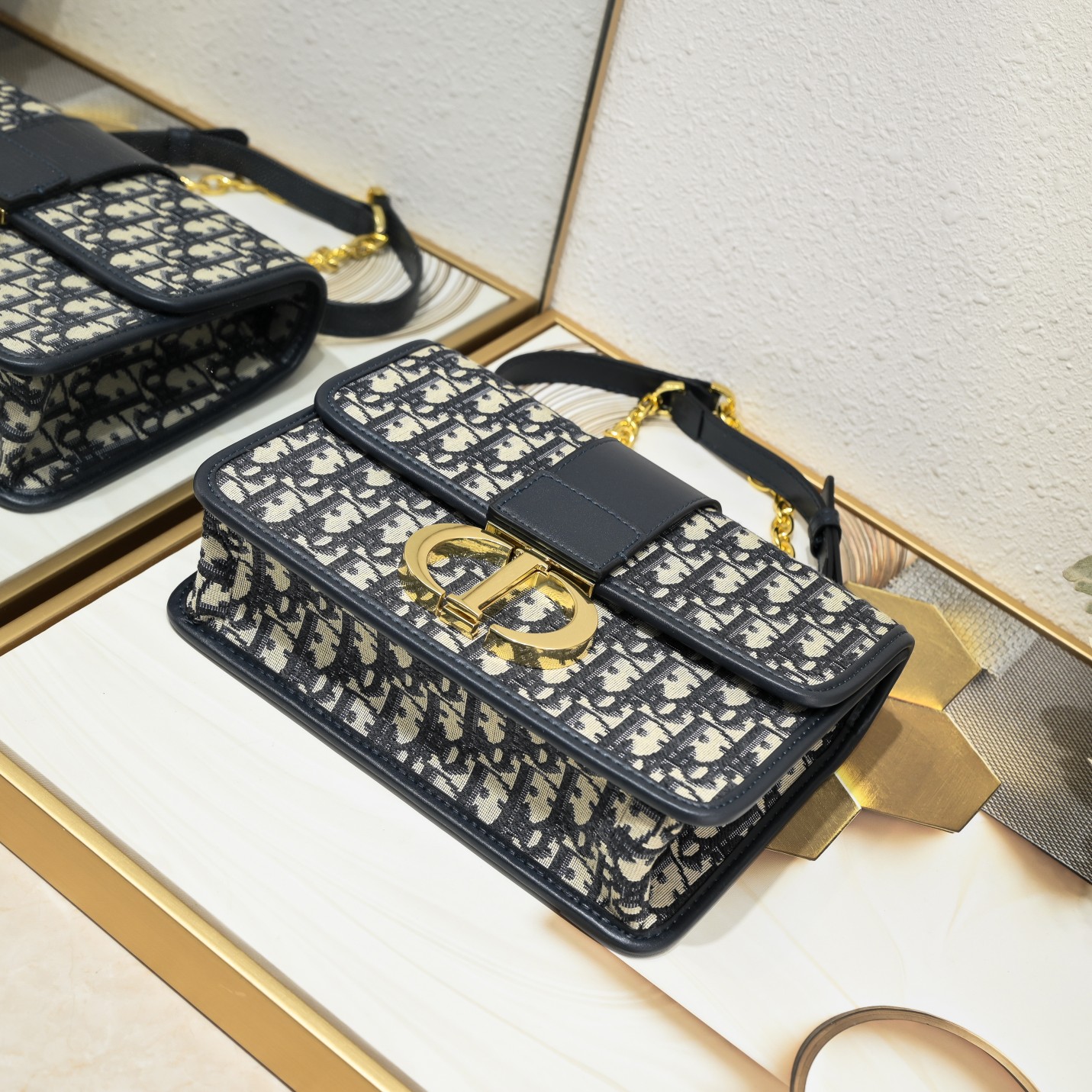 30 Montaigne Chain Bag Blue print 1005 XB081 25cm