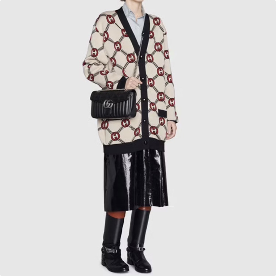 Gucci GG Marmont -Vertical stripes Shoulder Bag Handbag(Replica)