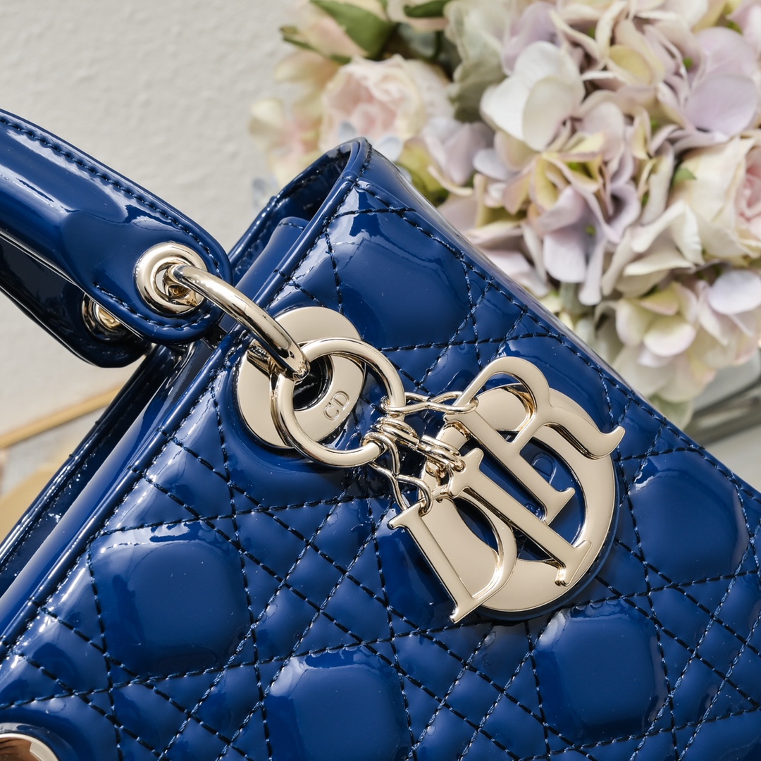 Small Lady Dior My ABCDior Bag Blue patent leather CD2026 XB081 20cm