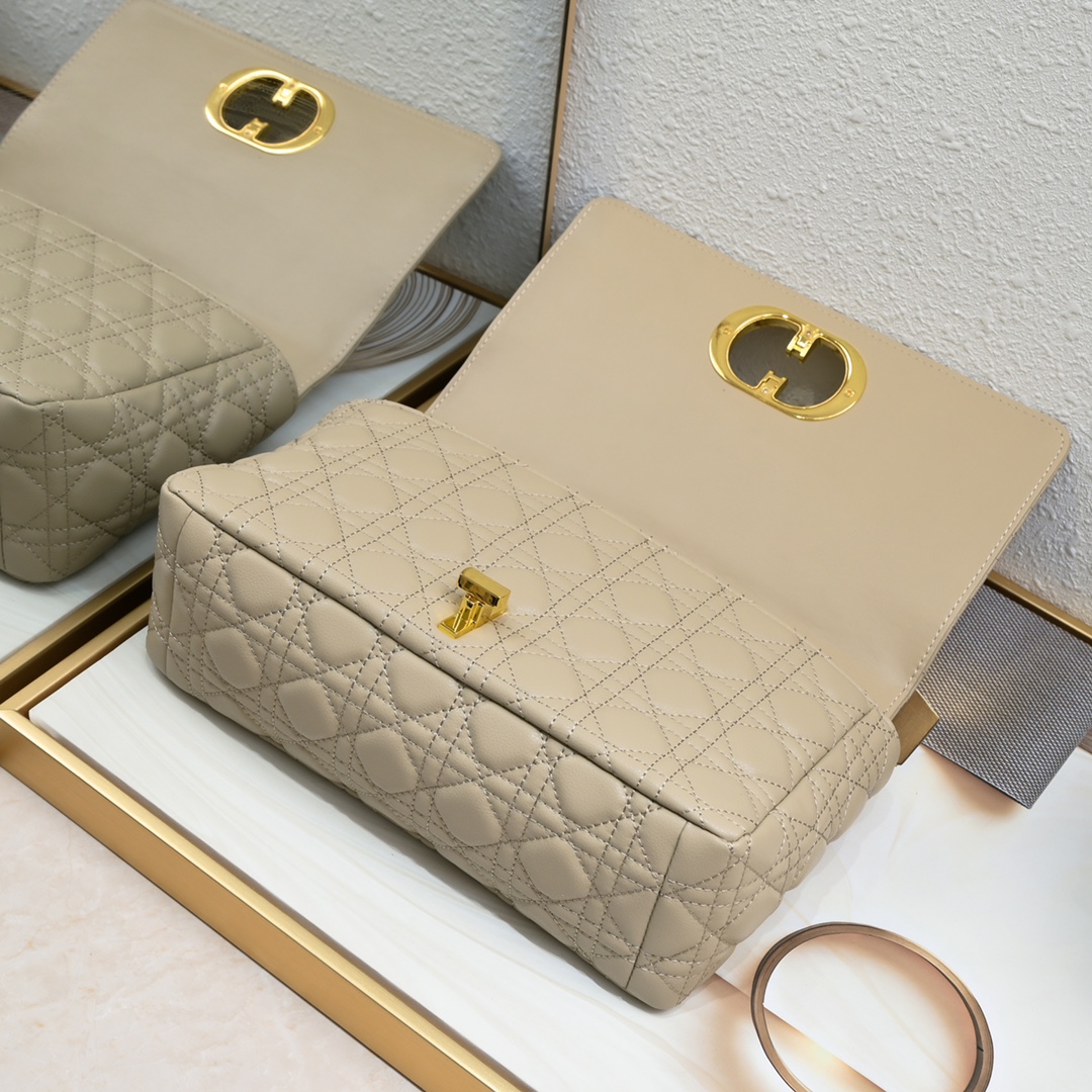 Large Dior Caro Bag Apricot 9797 XB002 28cm