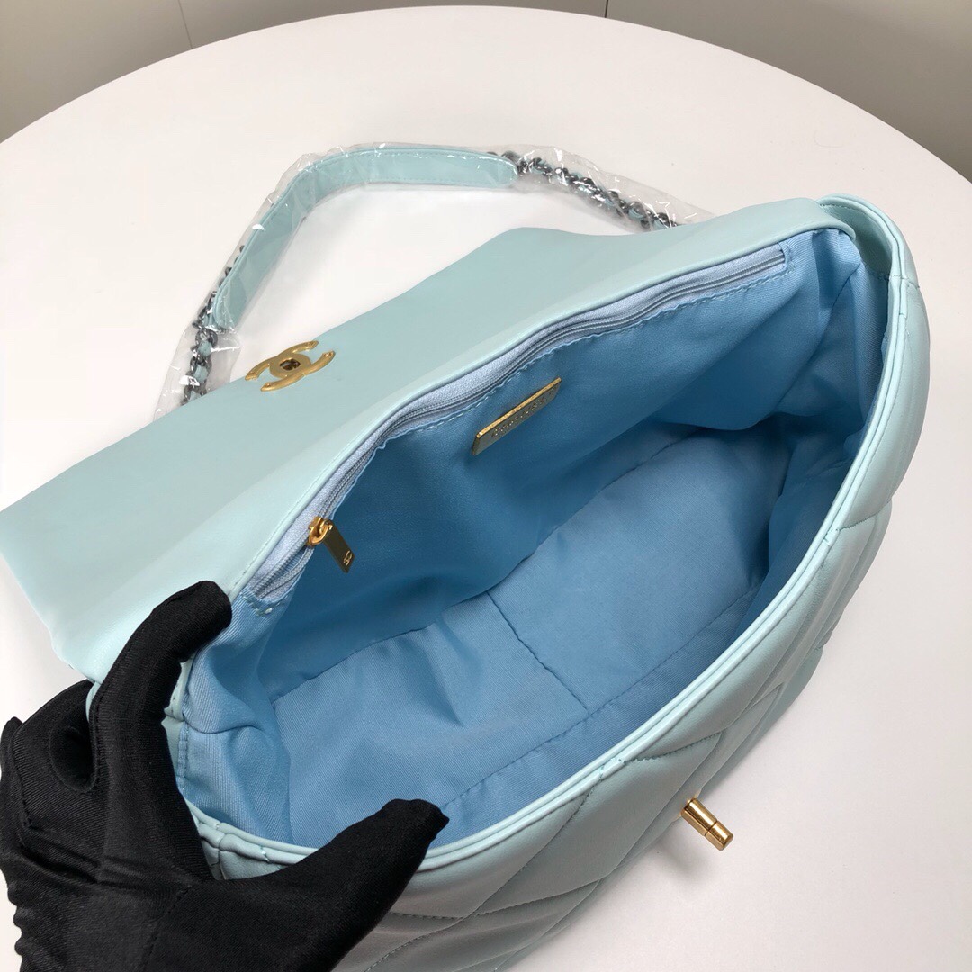 Chanel Lambskin Quilted Large19 Flap Shoulder Bag Handbag