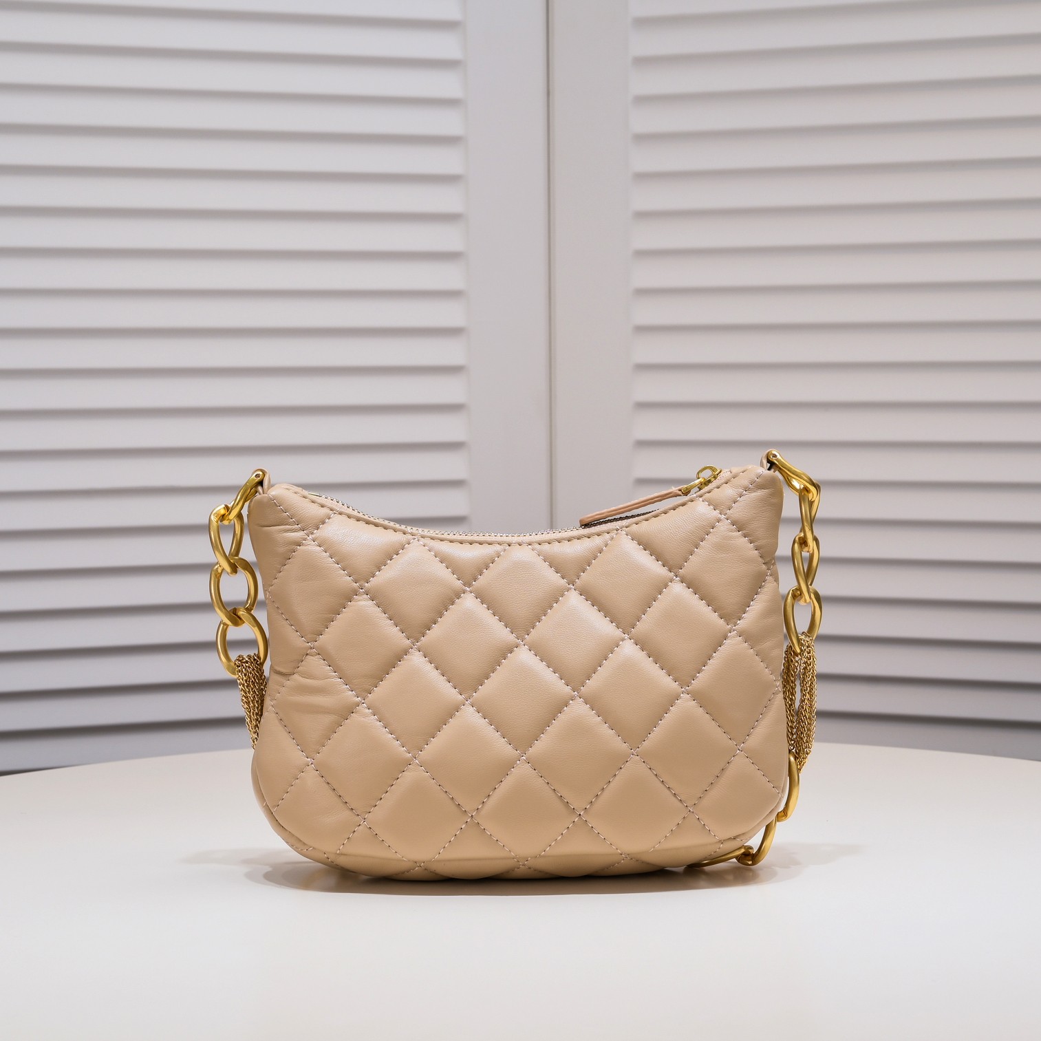 Chanel 23A Fringed Gold Chain Hobo Underarm Shoulder Bag Handbag