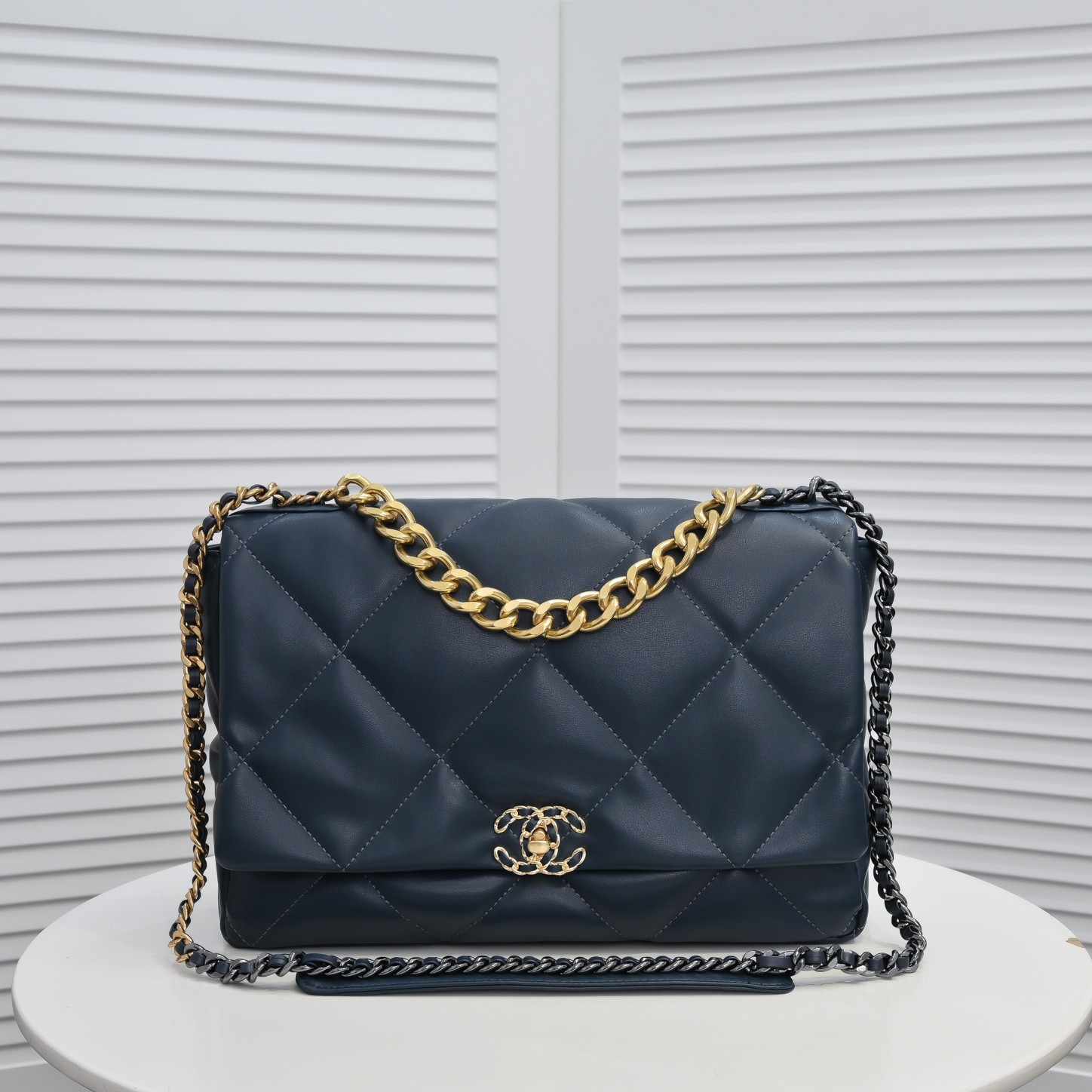 Chanel Lambskin Quilted Large19 Flap Shoulder Bag Handbag