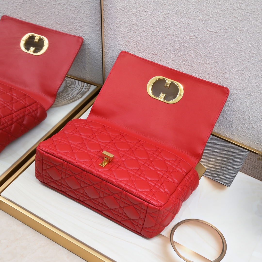 Large Dior Caro Bag Red 9797 XB002 28cm