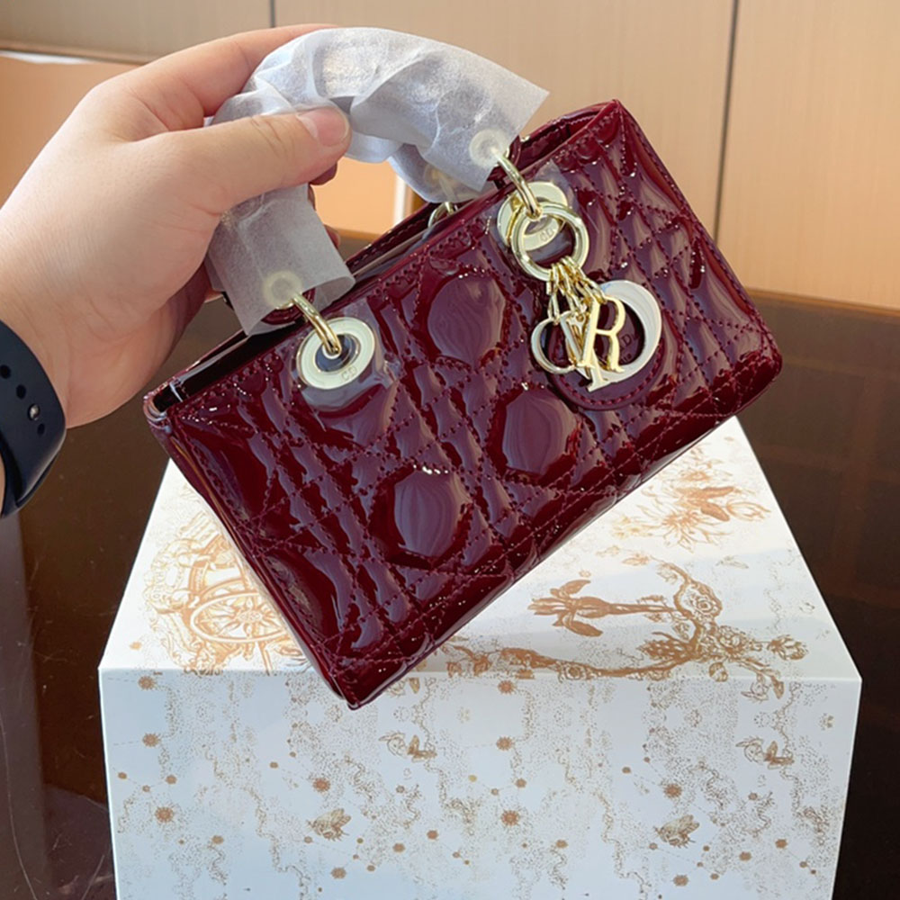 Dior Mini LADY D-JOY -  Lacquer cowhide leather(Replica)