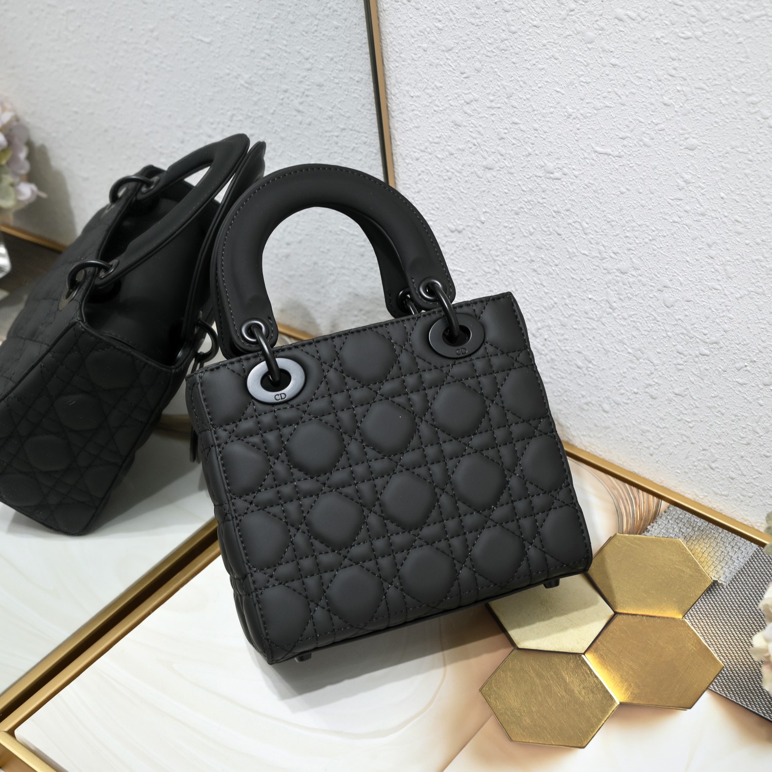 Small Lady Dior My ABCDior Bag Black Matte 2022 LM061 20cm
