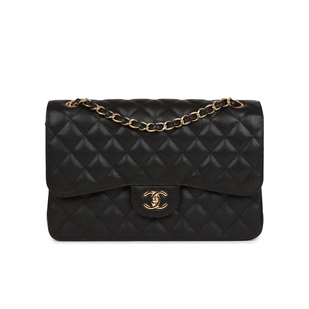 CHANEL Caviar Quilted Jumbo Double Flap Black 30CM Shoulder Bag(Replica)