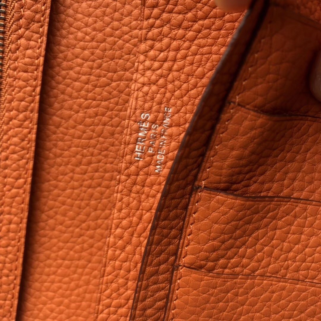 Hermes Bearn Bifold Wallet Togo Leather Orange