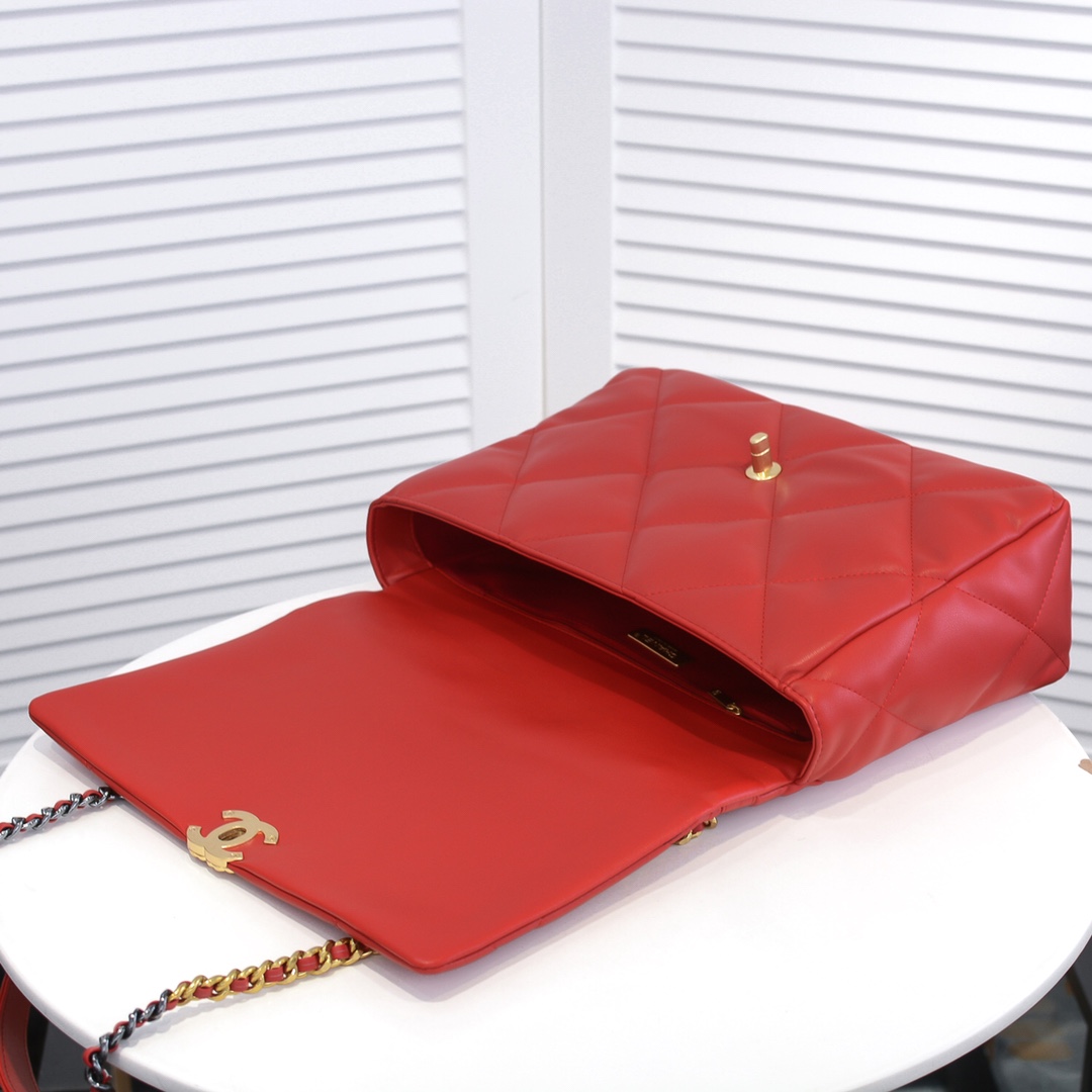 Chanel Lambskin Quilted Large19 Flap Shoulder Bag Handbag