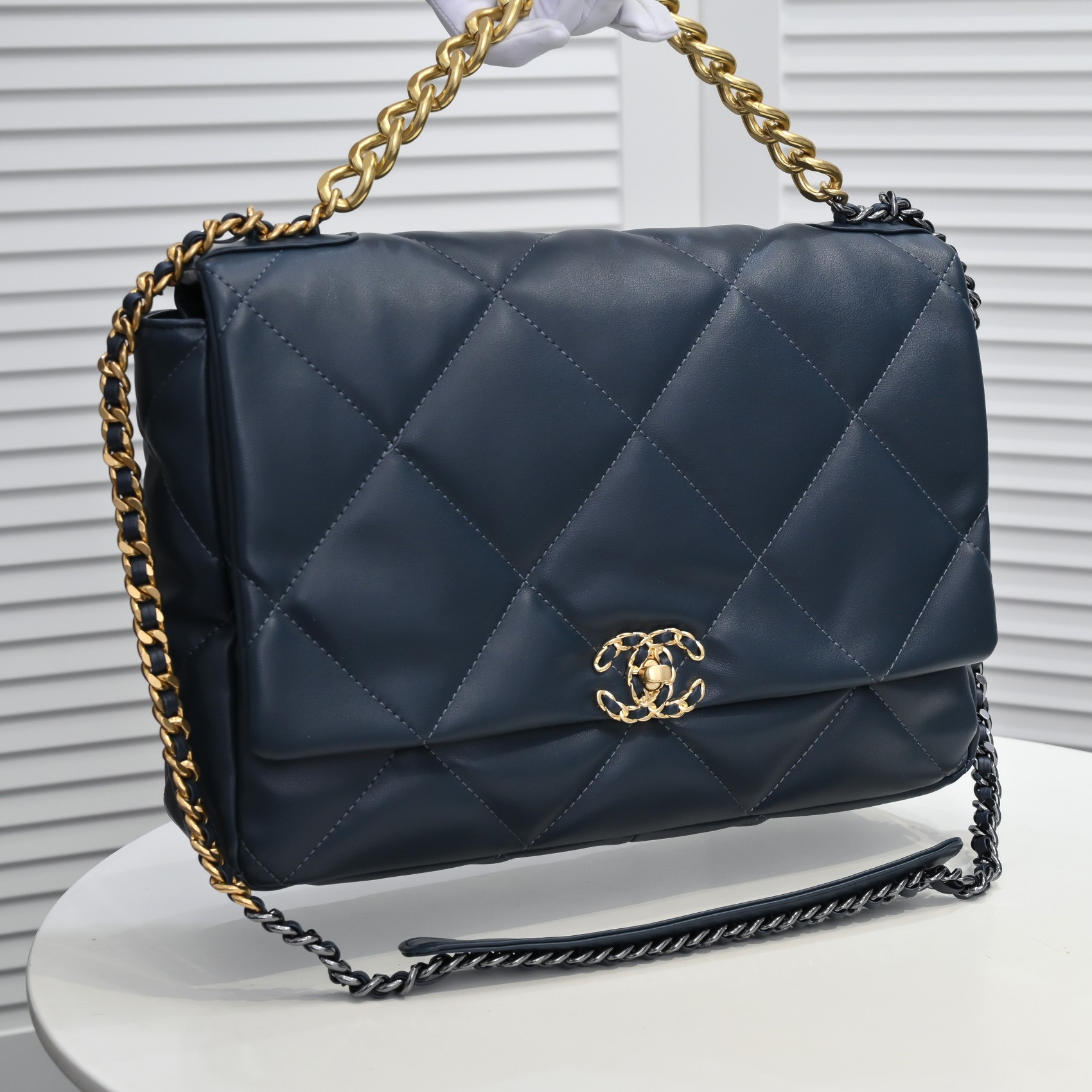Chanel Lambskin Quilted Large19 Flap Shoulder Bag Handbag