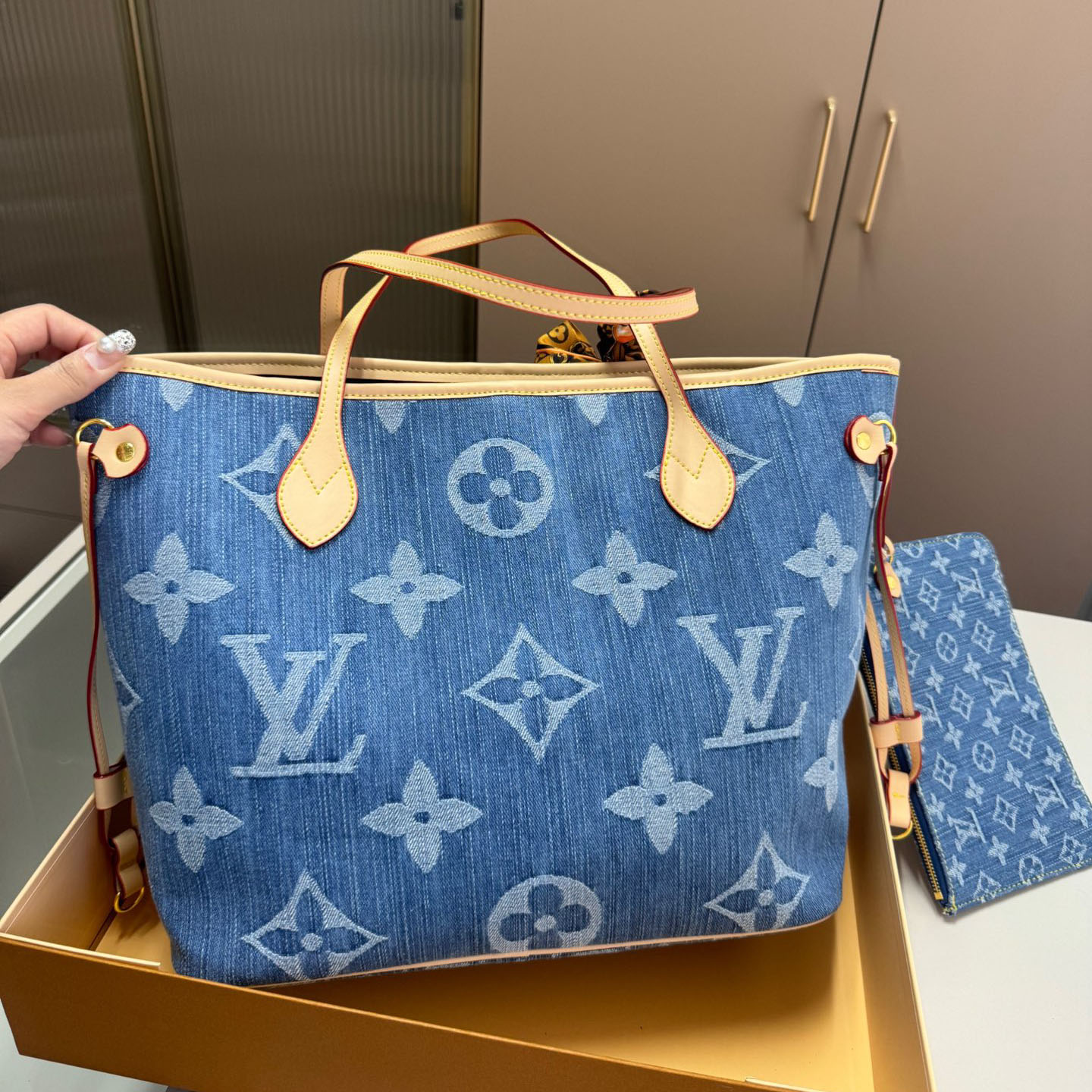 Louis Vuitton LV Denim Neverfull Shoulder Bag Handbag (Replica)