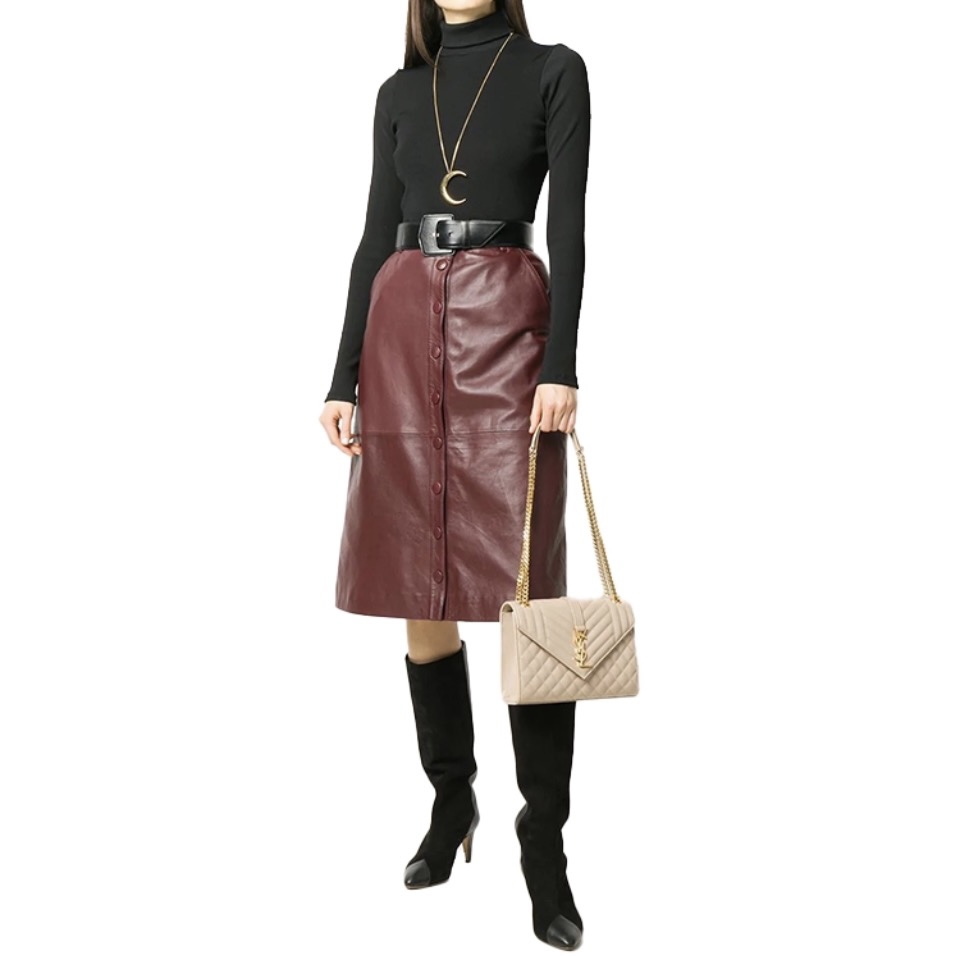 Saint Laurent YSL Envelope Medium 24- Embossed Leather Shoulder Bag(Replica)