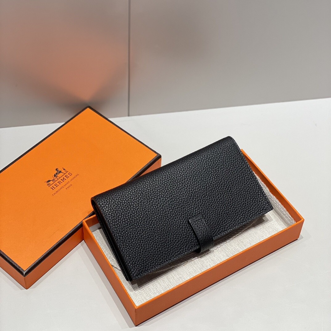 Hermes Bearn Bifold Wallet Togo Leather Black