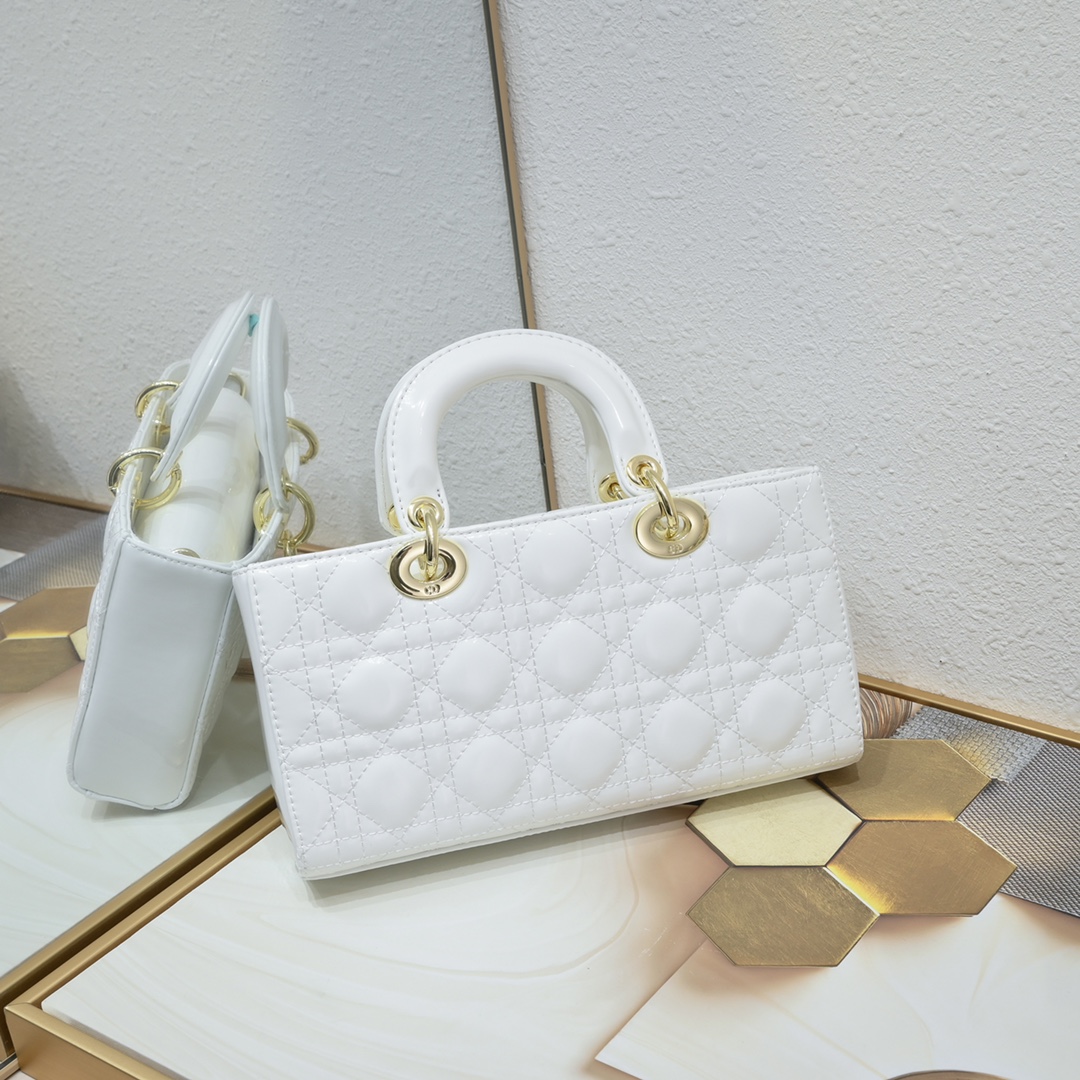 Medium Lady D-Joy bag White patent leather CD0540 XB002 26cm